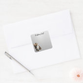 Looking Up Cat -5 | Personalized Custom Text Vierkante Sticker (Envelop)