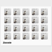Looking Up Cat -6 | Personalized Custom Text Vierkante Sticker (Vel)