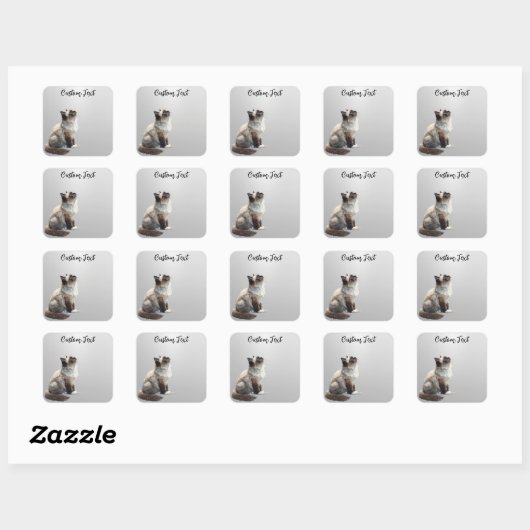 Looking Up Cat -6 | Personalized Custom Text Vierkante Sticker (Vel)