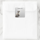 Looking Up Cat -6 | Personalized Custom Text Vierkante Sticker (Tas)