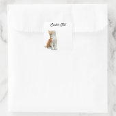 Looking Up Cat | Personalized Custom Text Vierkante Sticker (Tas)