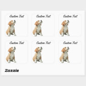 Looking Up Puppy-2 | Personalized Custom Text Vierkante Sticker (Vel)