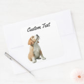 Looking Up Puppy-2 | Personalized Custom Text Vierkante Sticker (Envelop)