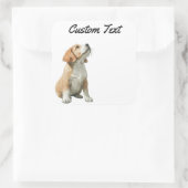 Looking Up Puppy-2 | Personalized Custom Text Vierkante Sticker (Tas)