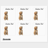 Looking Up Puppy-3 | Personalized Custom Text Vierkante Sticker (Vel)