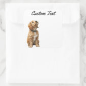 Looking Up Puppy-3 | Personalized Custom Text Vierkante Sticker (Tas)