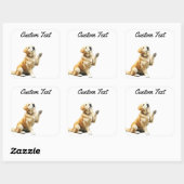 Looking Up Puppy-4 | Personalized Custom Text Vierkante Sticker (Vel)