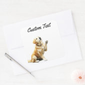 Looking Up Puppy-4 | Personalized Custom Text Vierkante Sticker (Envelop)