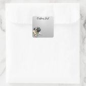 Looking Up Puppy-5 | Personalized Custom Text Vierkante Sticker (Tas)