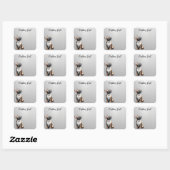 Looking Up Puppy-6 | Personalized Custom Text Vierkante Sticker (Vel)