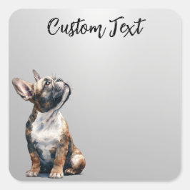 Looking Up Puppy-6 | Personalized Custom Text Vierkante Sticker