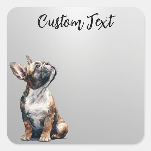 Looking Up Puppy-6 | Personalized Custom Text Vierkante Sticker (Voorkant)