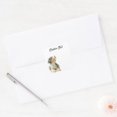 Looking Up Puppy | Personalized Custom Text Vierkante Sticker (Envelop)