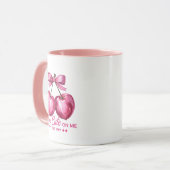Looks Cute On Me" Cherry Mug – Pink Bow & Sparkle  Mok (Voorkant links)
