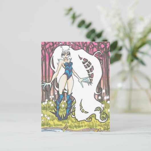 Loola Cartoon bug Fairy Fantasy Art Briefkaart (Staand voorkant)