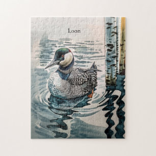 Loon aan het meer - aangepaste tekst legpuzzel
