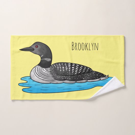 Loon bird cartoon illustratie bad handdoek (Handdoek)