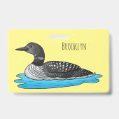 Loon bird cartoon illustratie badge (Achterkant)