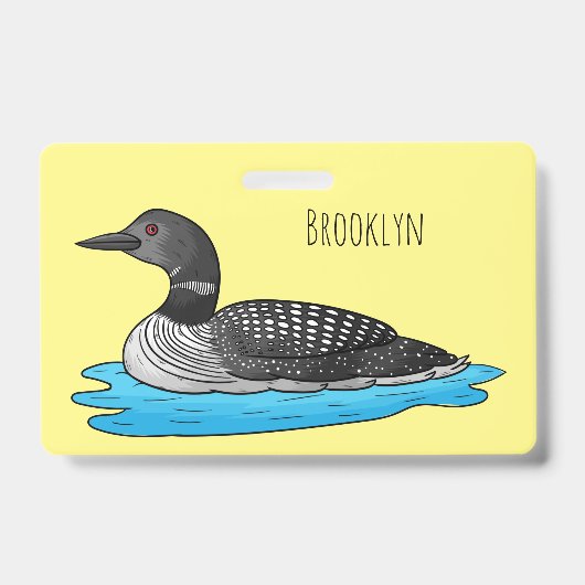 Loon bird cartoon illustratie badge (Voorzijde)