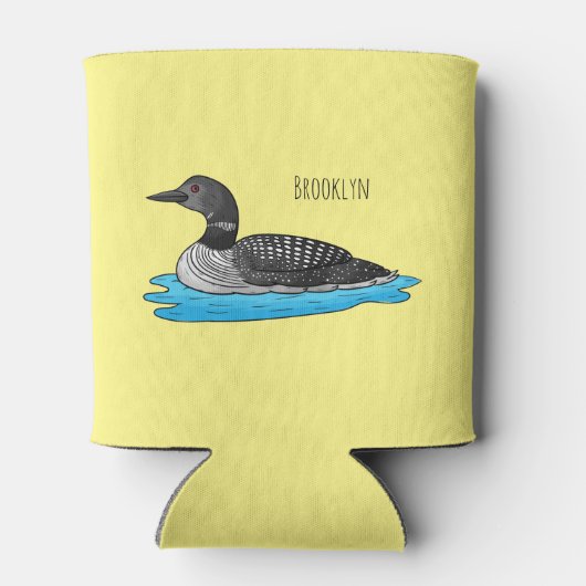 Loon bird cartoon illustratie blikjeskoeler (Achterkant)