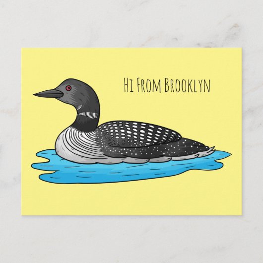 Loon bird cartoon illustratie briefkaart (Voorkant)