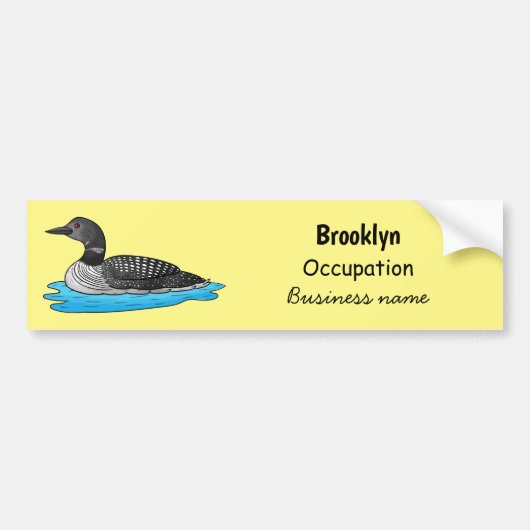 Loon bird cartoon illustratie bumpersticker (Voorkant)