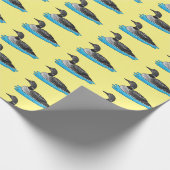 Loon bird cartoon illustratie cadeaupapier (Hoek)