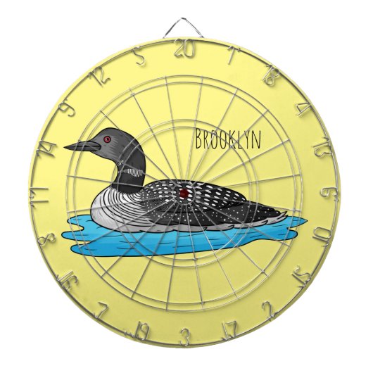 Loon bird cartoon illustratie dartbord (Voorkant)