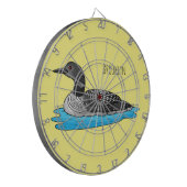 Loon bird cartoon illustratie dartbord (Voorkant Links)