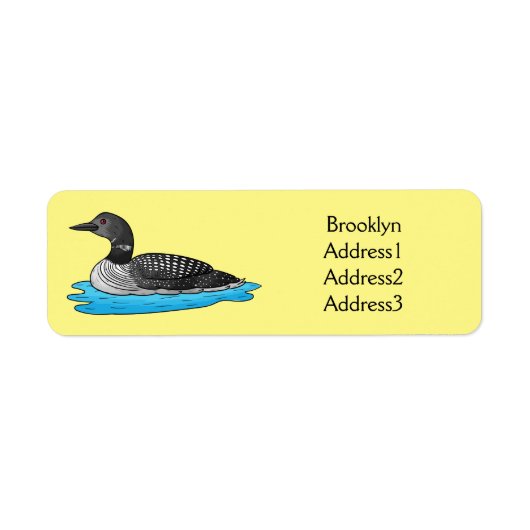 Loon bird cartoon illustratie etiket (Voorkant)
