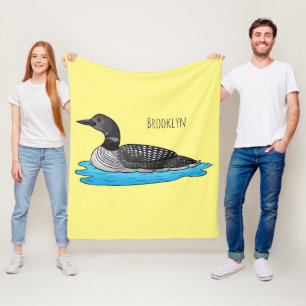 Loon bird cartoon illustratie fleece deken