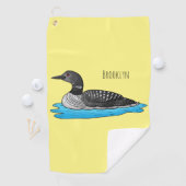 Loon bird cartoon illustratie golfhanddoek (Insitu)