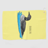 Loon bird cartoon illustratie golfhanddoek (Horizontaal)