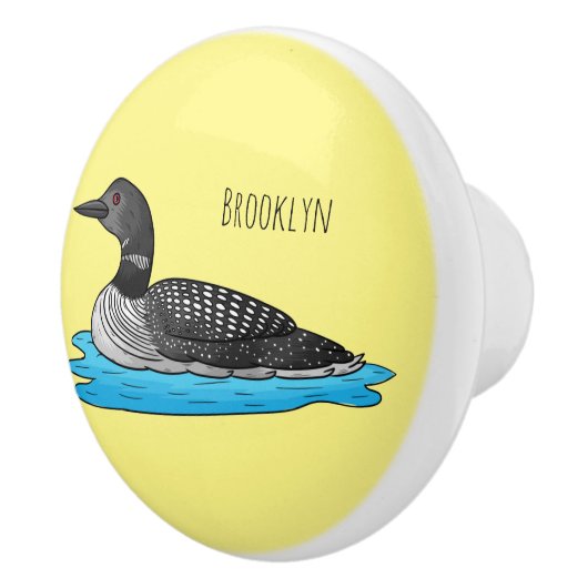 Loon bird cartoon illustratie keramische knop (Rechts)