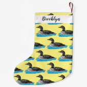 Loon bird cartoon illustratie kleine kerstsok (Achterkant)