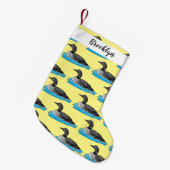Loon bird cartoon illustratie kleine kerstsok (Voorkant (Hangend))