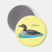 Loon bird cartoon illustratie magneet (Voorkant / Achterkant)