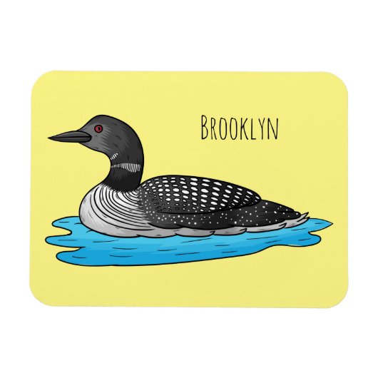 Loon bird cartoon illustratie magneet (Horizontaal)