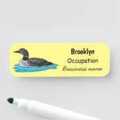 Loon bird cartoon illustratie naamplaatje (In situ)