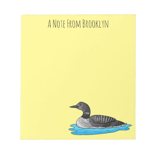 Loon bird cartoon illustratie notitieblok (Voorkant)