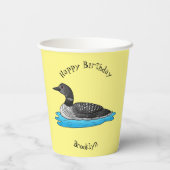 Loon bird cartoon illustratie papieren bekers (Achterkant)