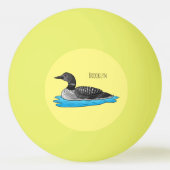 Loon bird cartoon illustratie pingpongbal (Achterkant)