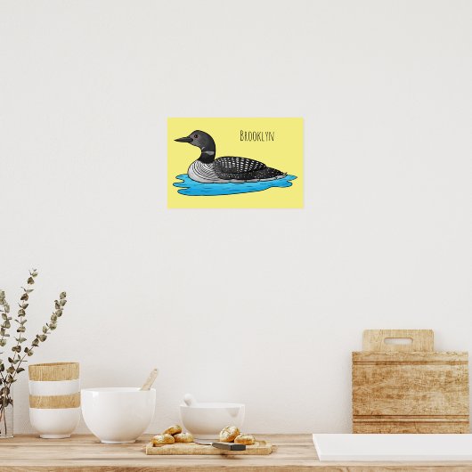 Loon bird cartoon illustratie poster (Keuken)