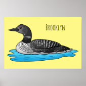 Loon bird cartoon illustratie poster (Voorkant)
