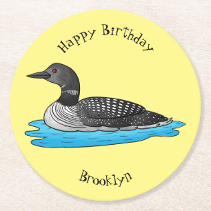 Loon bird cartoon illustratie ronde kartonnen onderzetter