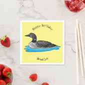 Loon bird cartoon illustratie servet (Insitu)