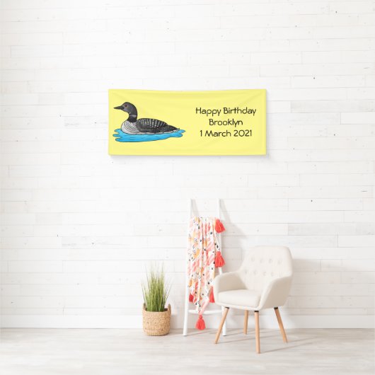 Loon bird cartoon illustratie spandoek (Insitu)