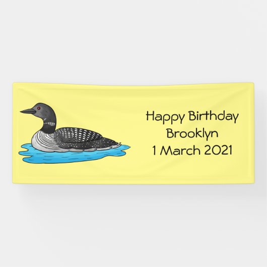 Loon bird cartoon illustratie spandoek (Horizontaal)