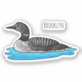 Loon bird cartoon illustratie sticker (Voorkant)