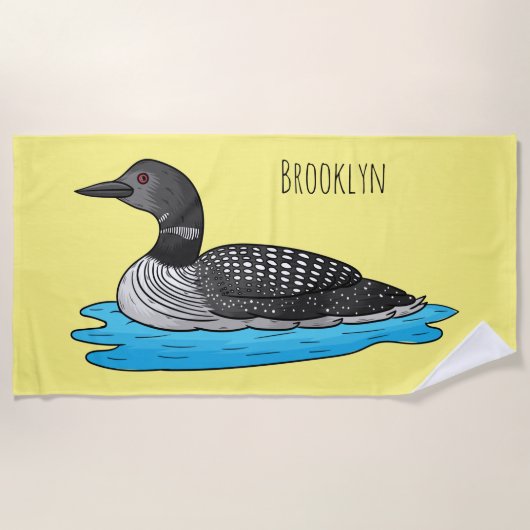 Loon bird cartoon illustratie strandlaken (Voorkant)
